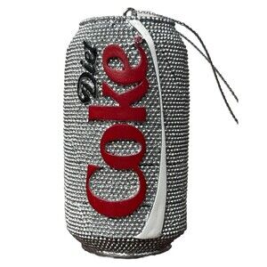 Kurt‎ Adler Diet Coke Christmas Tree Ornament Glitter Silver Can Decor 3in NWT